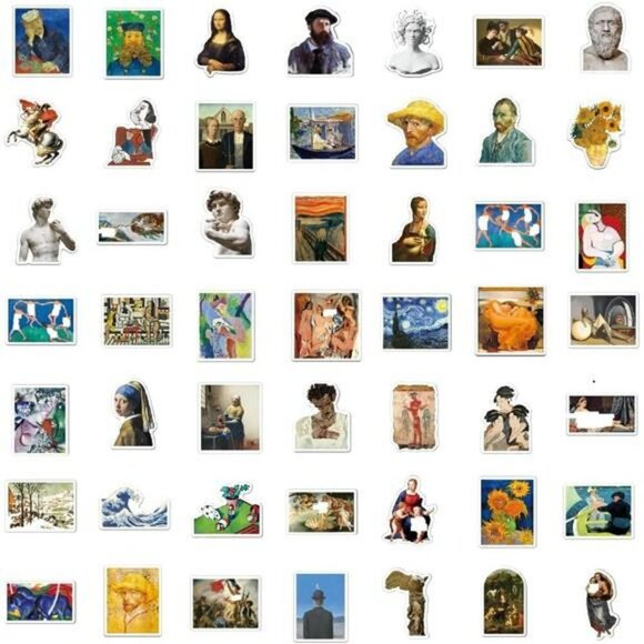 Famous Art Stickers Pack 104pcs Waterproof Aesthetic Vinyl Laptop Decals - Picture 7 of 8